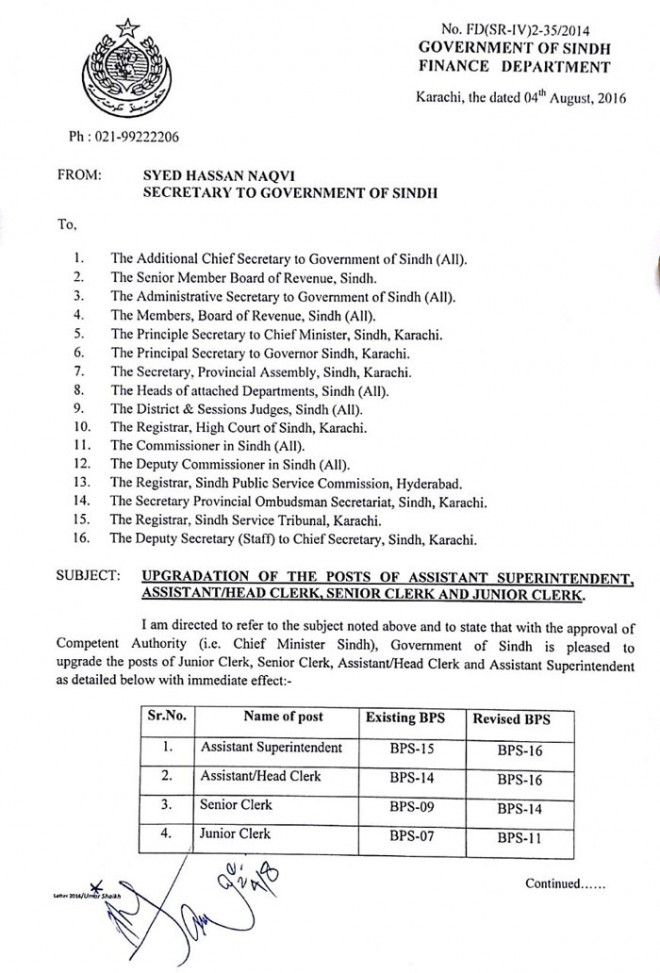 Up-gradation Of The Posts Of Assistant Superintendent, Assistant/Head ...