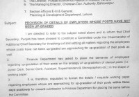 Provision of Detail of Employees Whose Posts Have Not Been Up-graded in Punjab