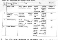 Transfer Posting of PA&AS (Pakistan Audit & Accounts Service) Officers by AGP Office
